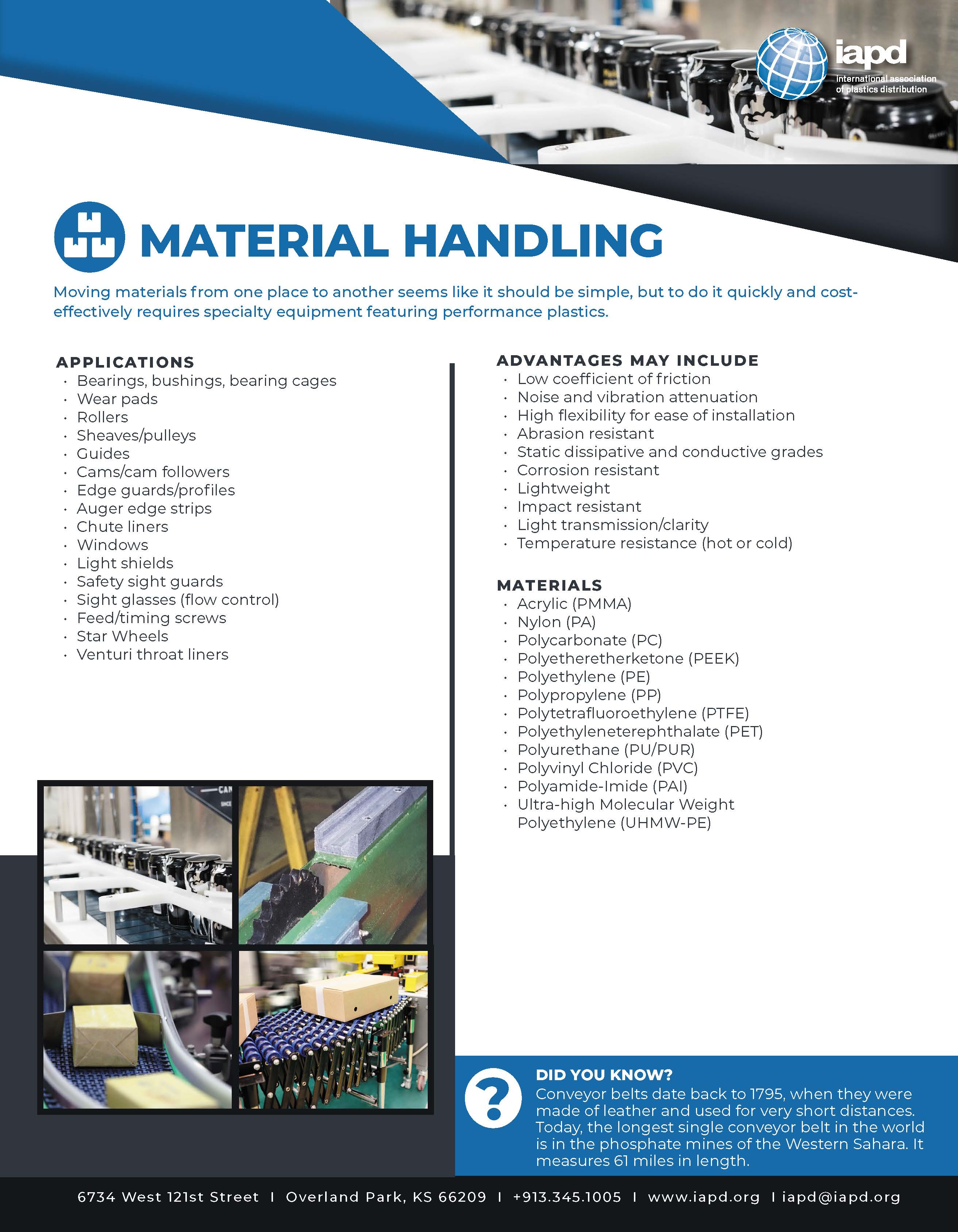 Top 26 Markets for Plastics: Material Handling